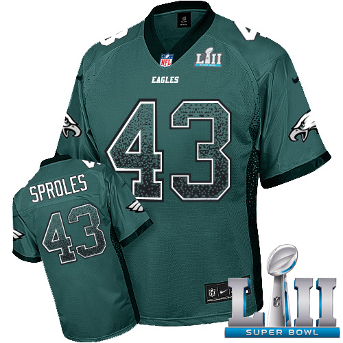 Nike Eagles #43 Darren Sproles Midnight Green Team Color Super Bowl LII Men's Stitched NFL Elite Drift Fashion Jersey